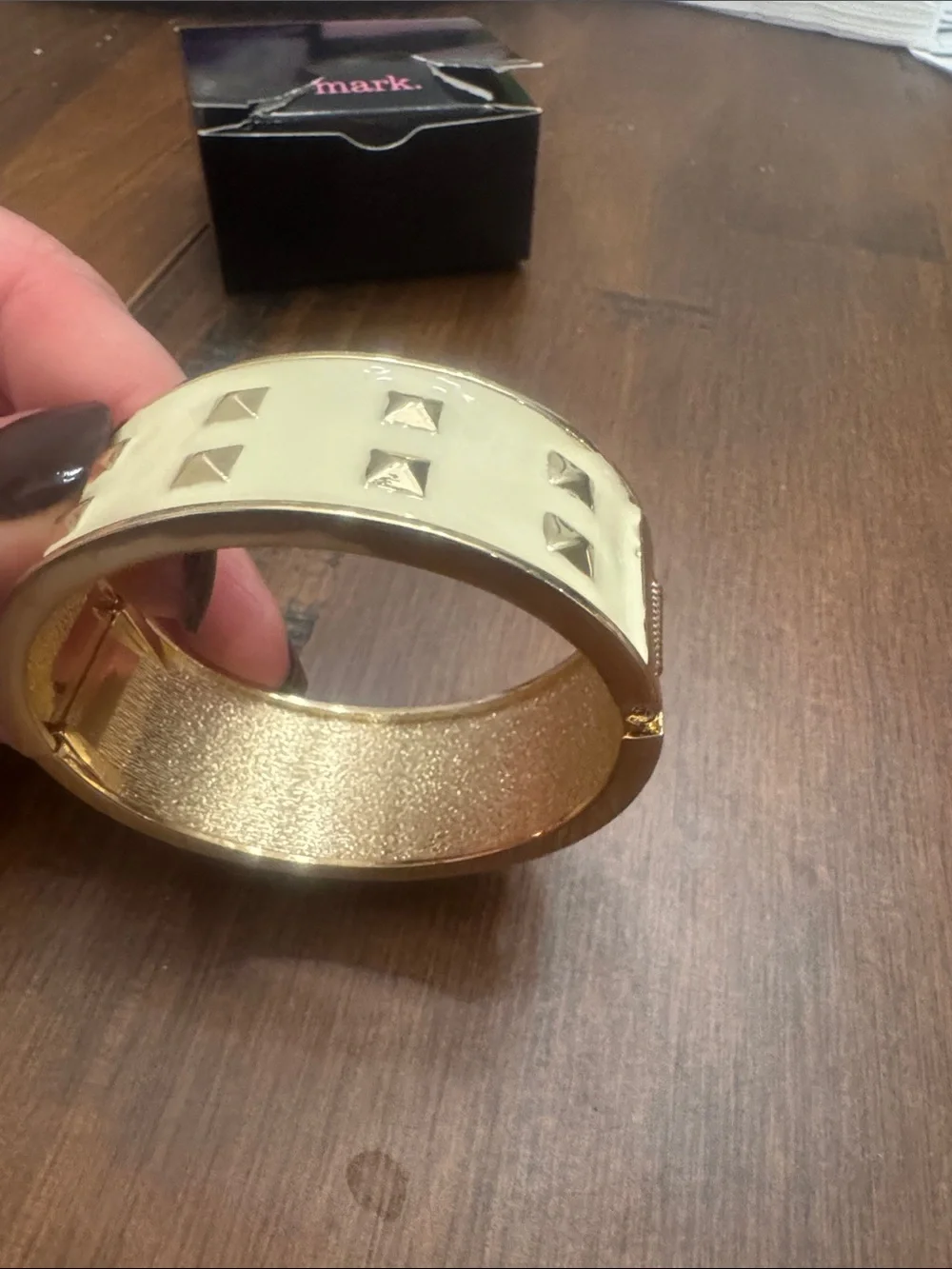 Brand New Mark. Gold-Tone Cream Studded Bangle Bracelet